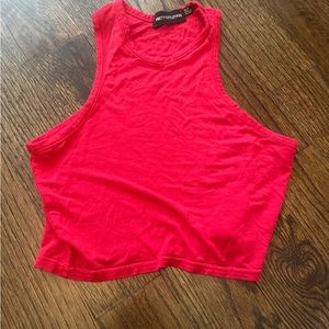 Red crop tank top